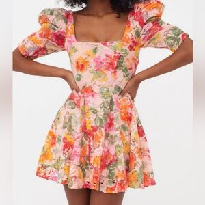 For Love And Lemons Dascha Puff Sleeve Mini Dress Size XS NWT